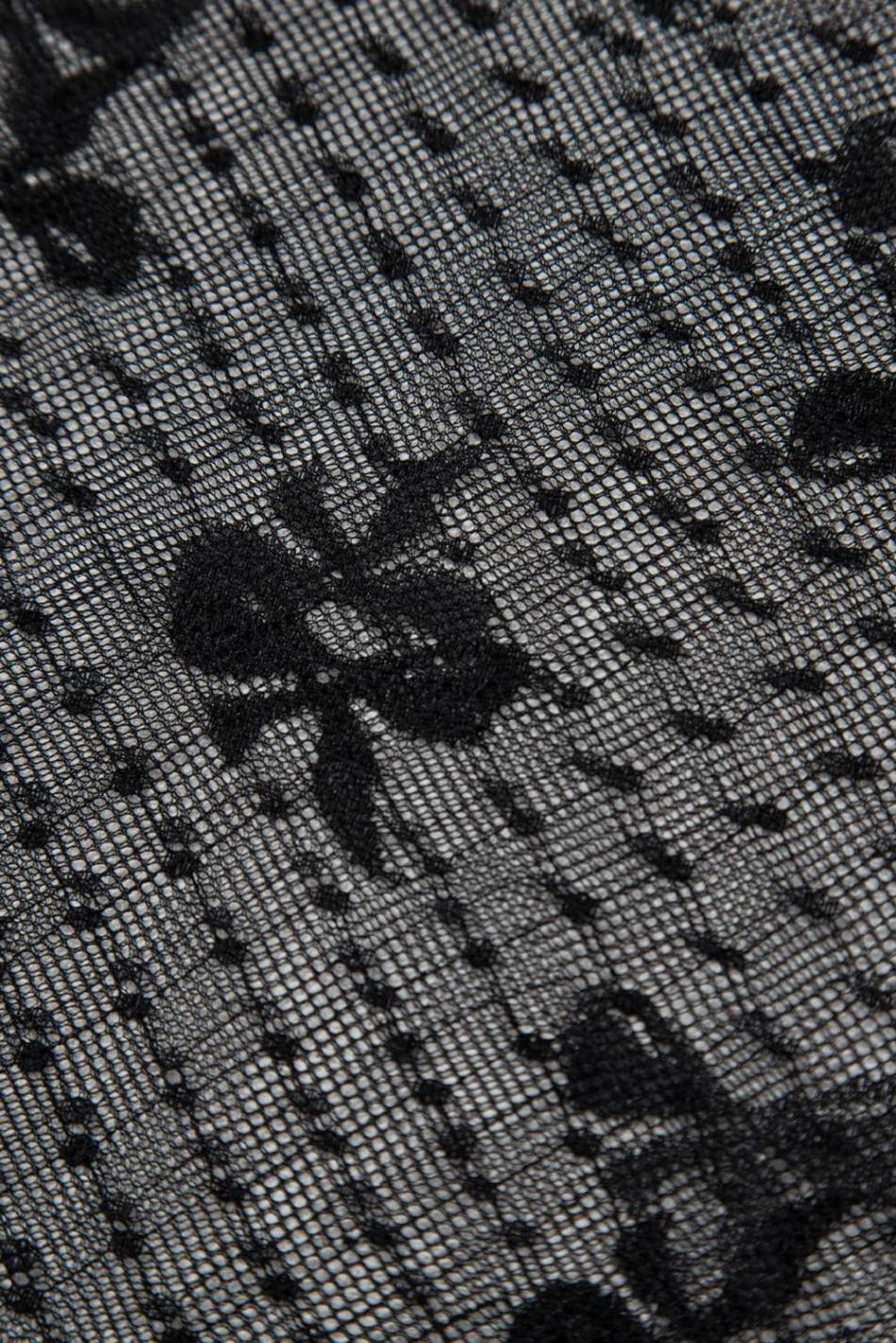 Black Dotted Bow Pattern Mesh Long Sleeve Top | Women Long Sleeve Tops