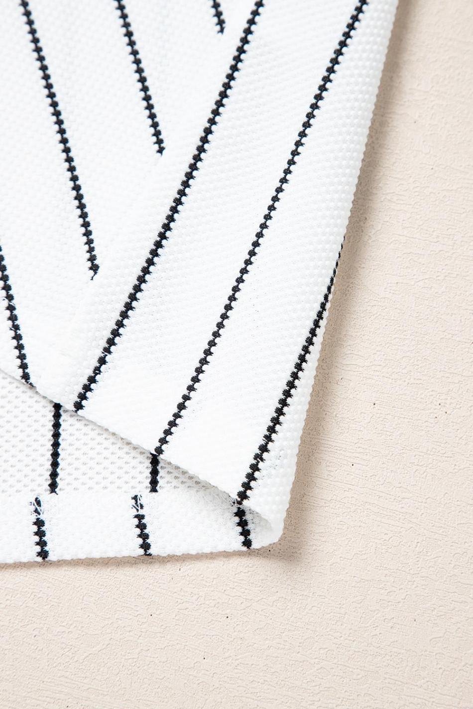 Black Stripe V Neck Long Sleeve Waffle Knit Top | Women Long Sleeve Tops