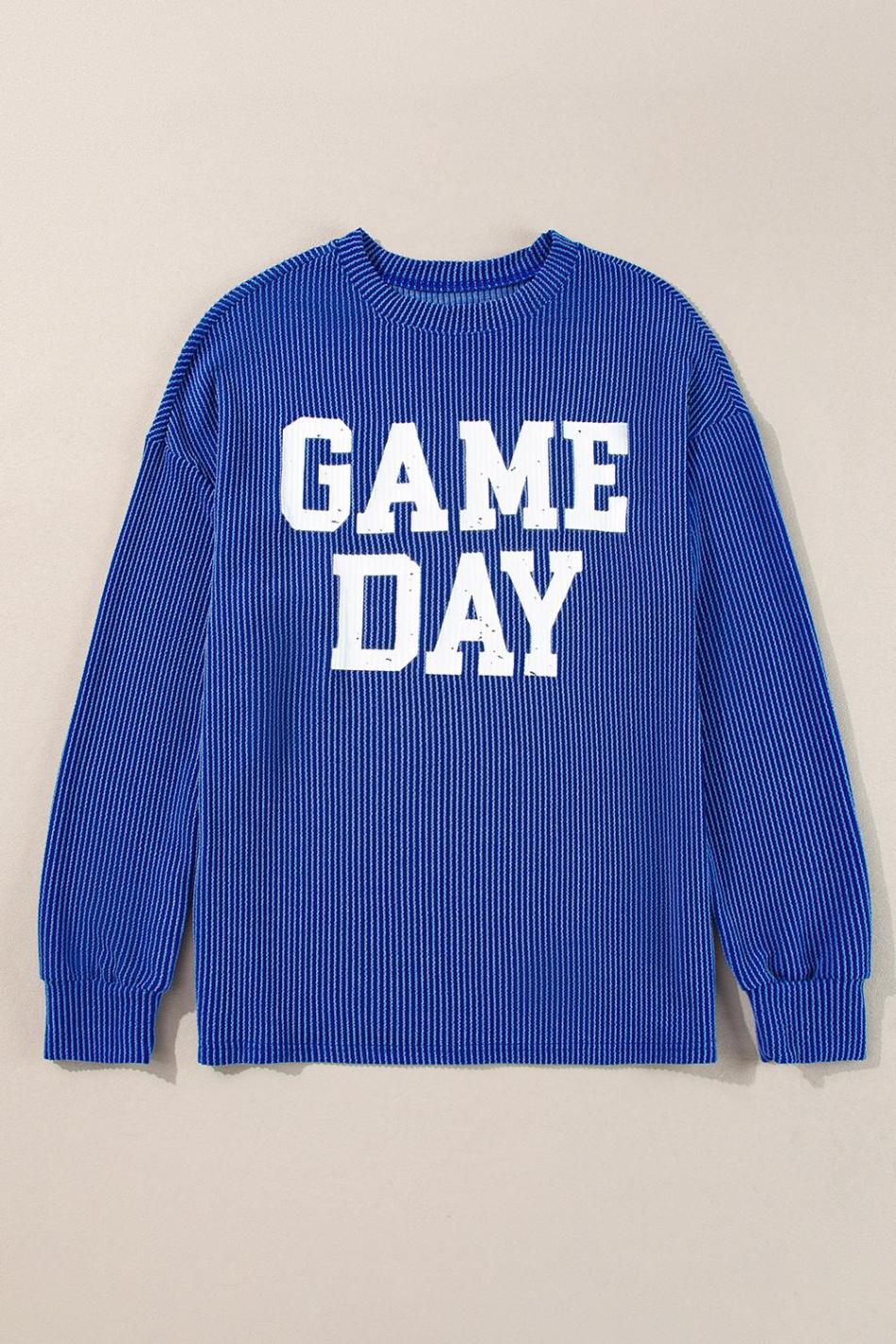 Bluing Corded Game Day Graphic Long Sleeve Top | Women Long Sleeve Tops