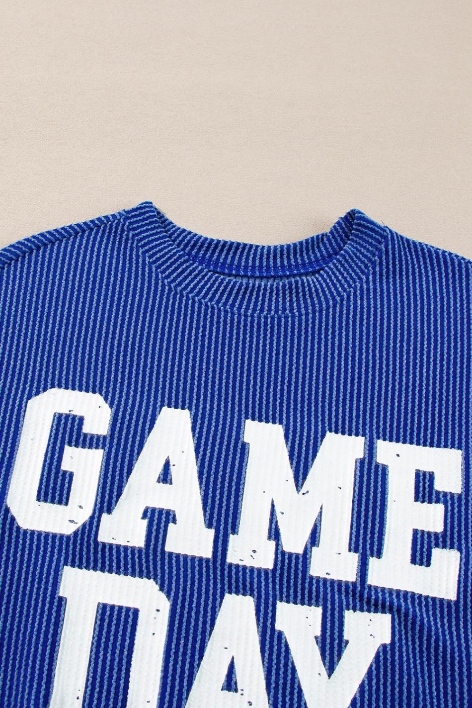 Bluing Corded Game Day Graphic Long Sleeve Top | Women Long Sleeve Tops