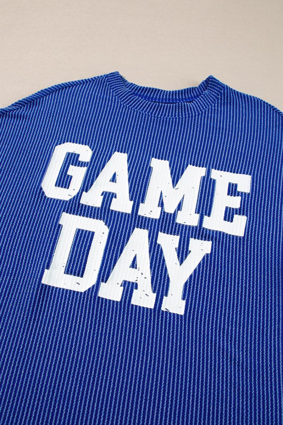 Bluing Corded Game Day Graphic Long Sleeve Top | Women Long Sleeve Tops