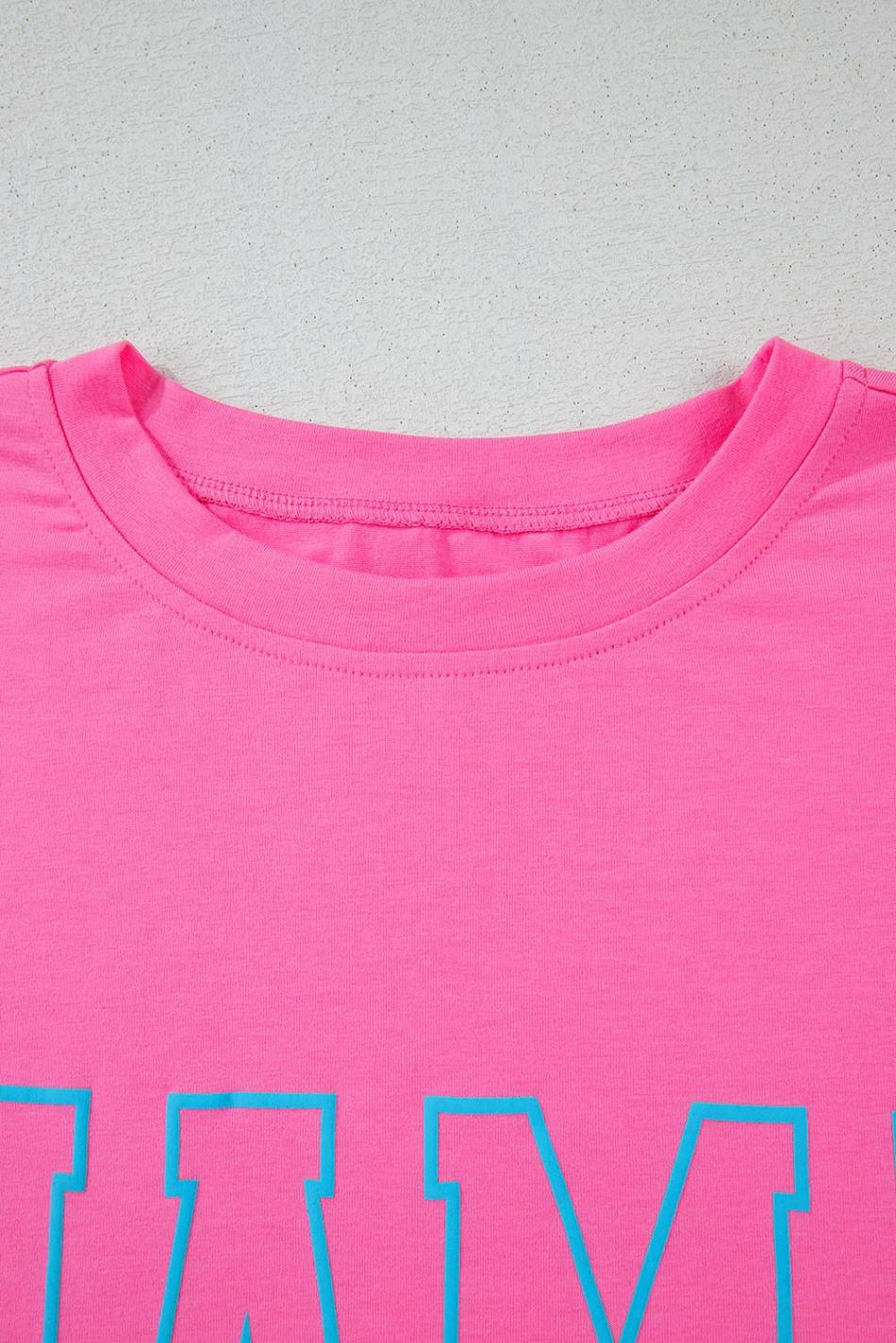 Bright Pink Mama Letter Graphic T Shirt | Women T Shirts