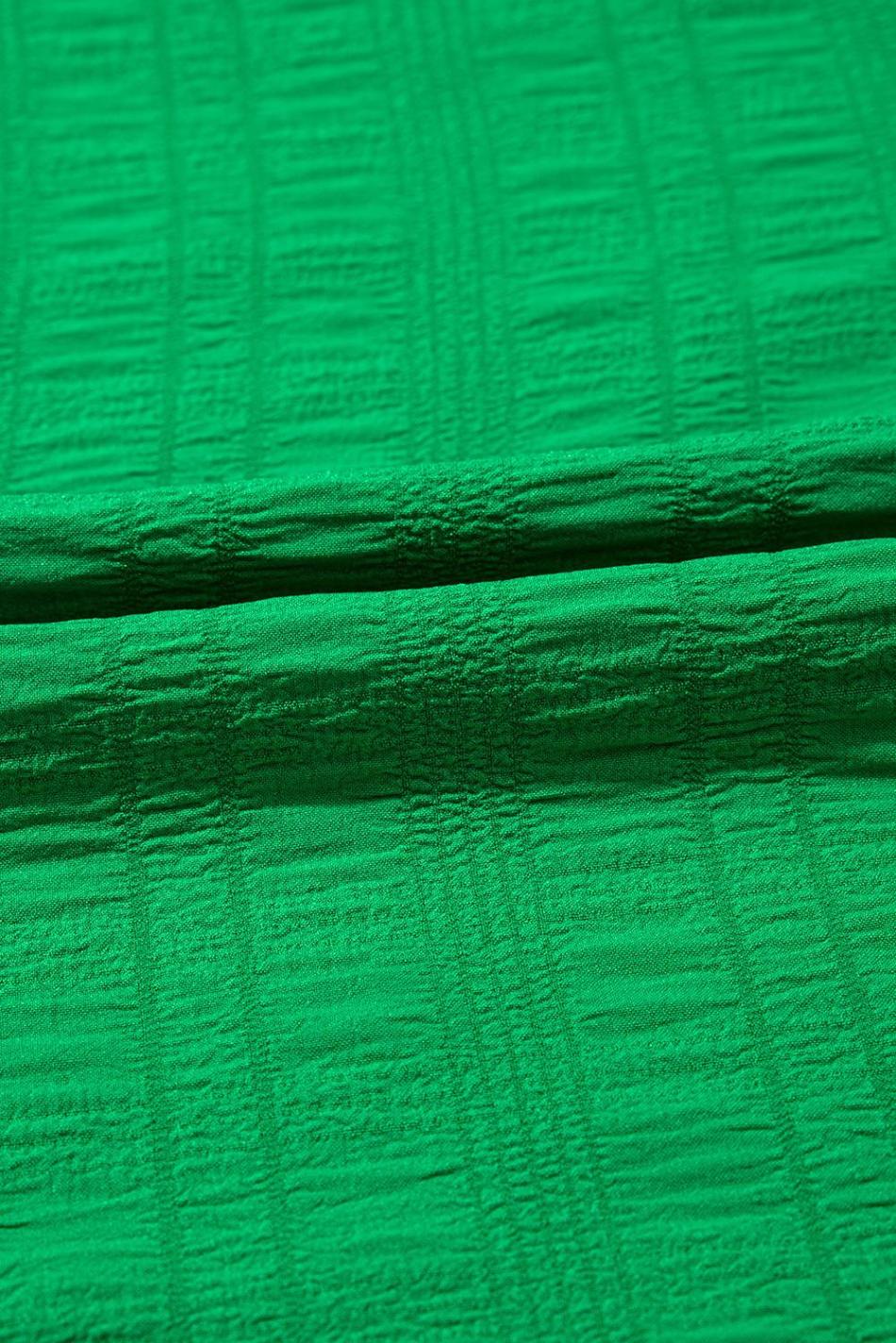 Dark Green Ruffle Sleeve Textured Smocked Blouse | Women Blouses