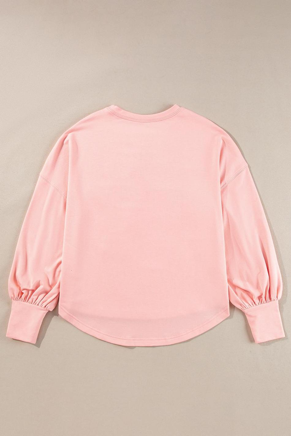 Gossamer Pink Studded Star Graphic Oversized Top | Women Long Sleeve Tops
