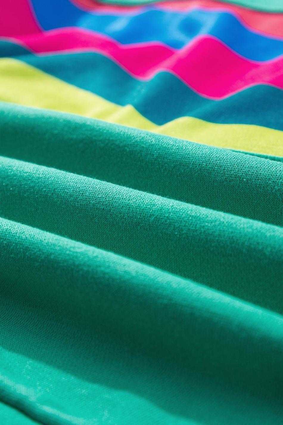 Green Colorful Striped Round Neck Long Sleeve Top | Women Long Sleeve Tops