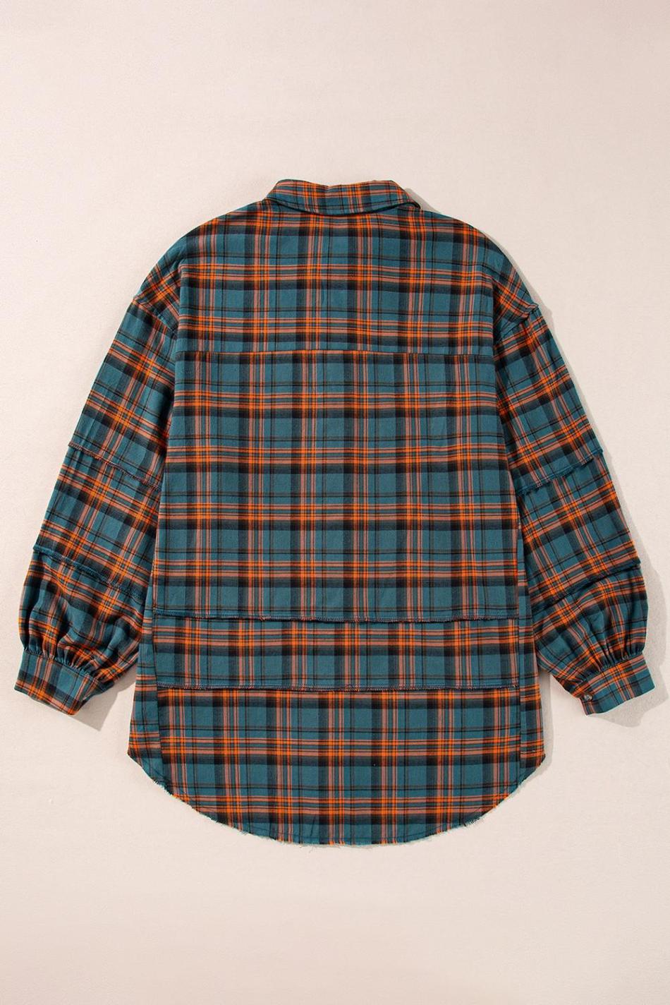 Green Plaid Long Sleeve Collar Shirt | Women Long Sleeve Tops