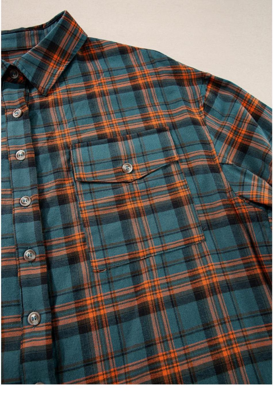 Green Plaid Long Sleeve Collar Shirt | Women Long Sleeve Tops