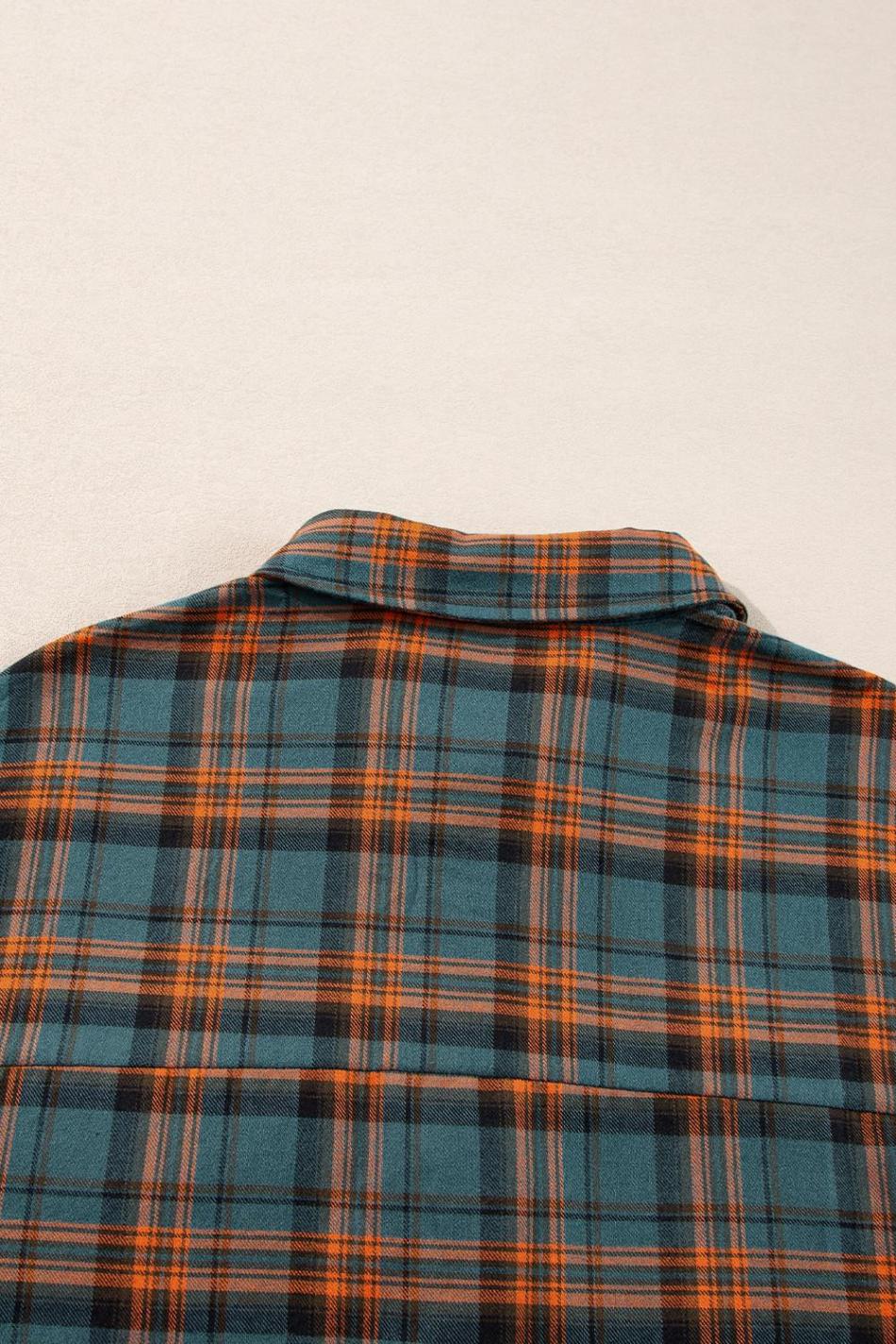 Green Plaid Long Sleeve Collar Shirt | Women Long Sleeve Tops