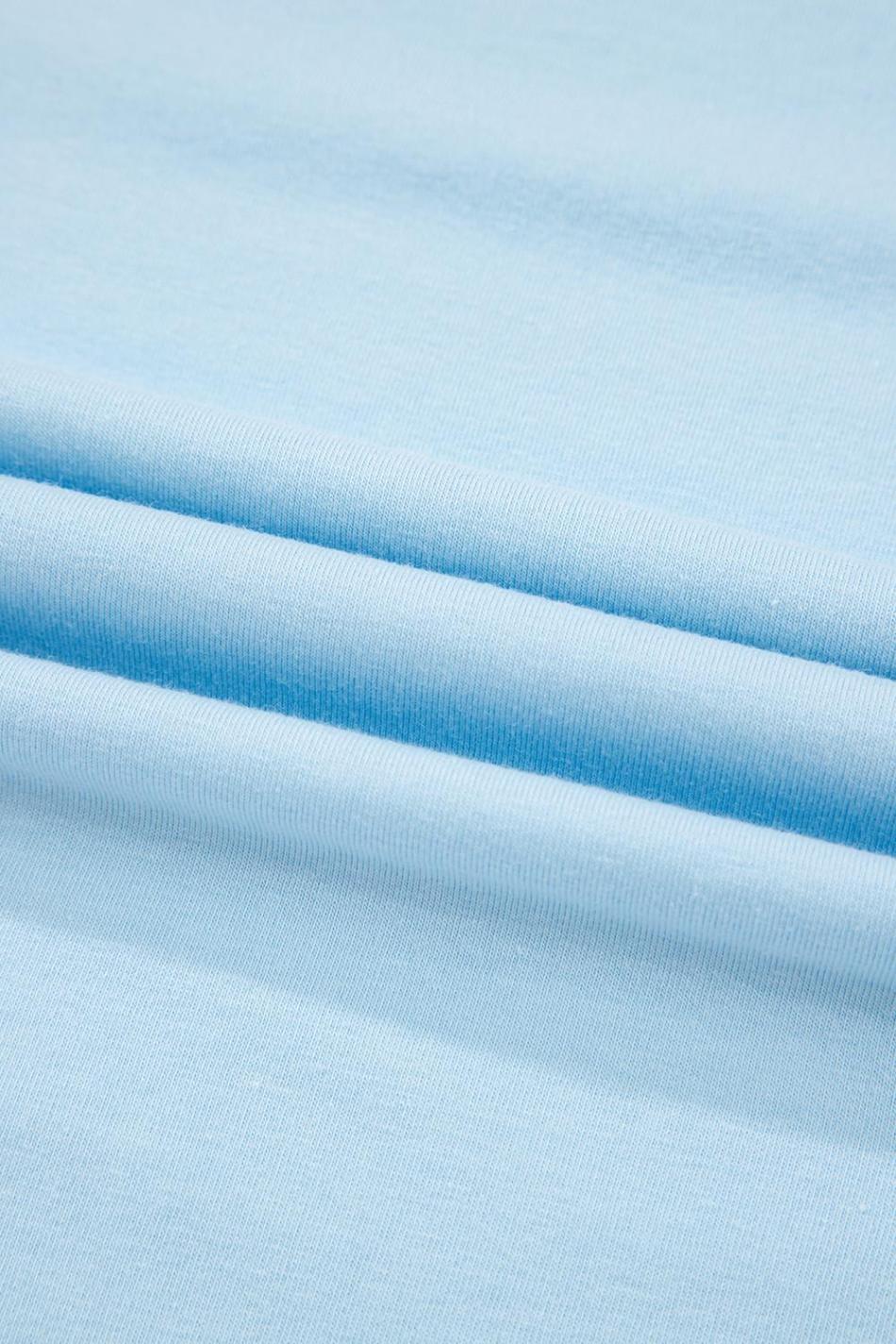 Light Blue Solid Color Basic Crew Neck Tee | Women T Shirts