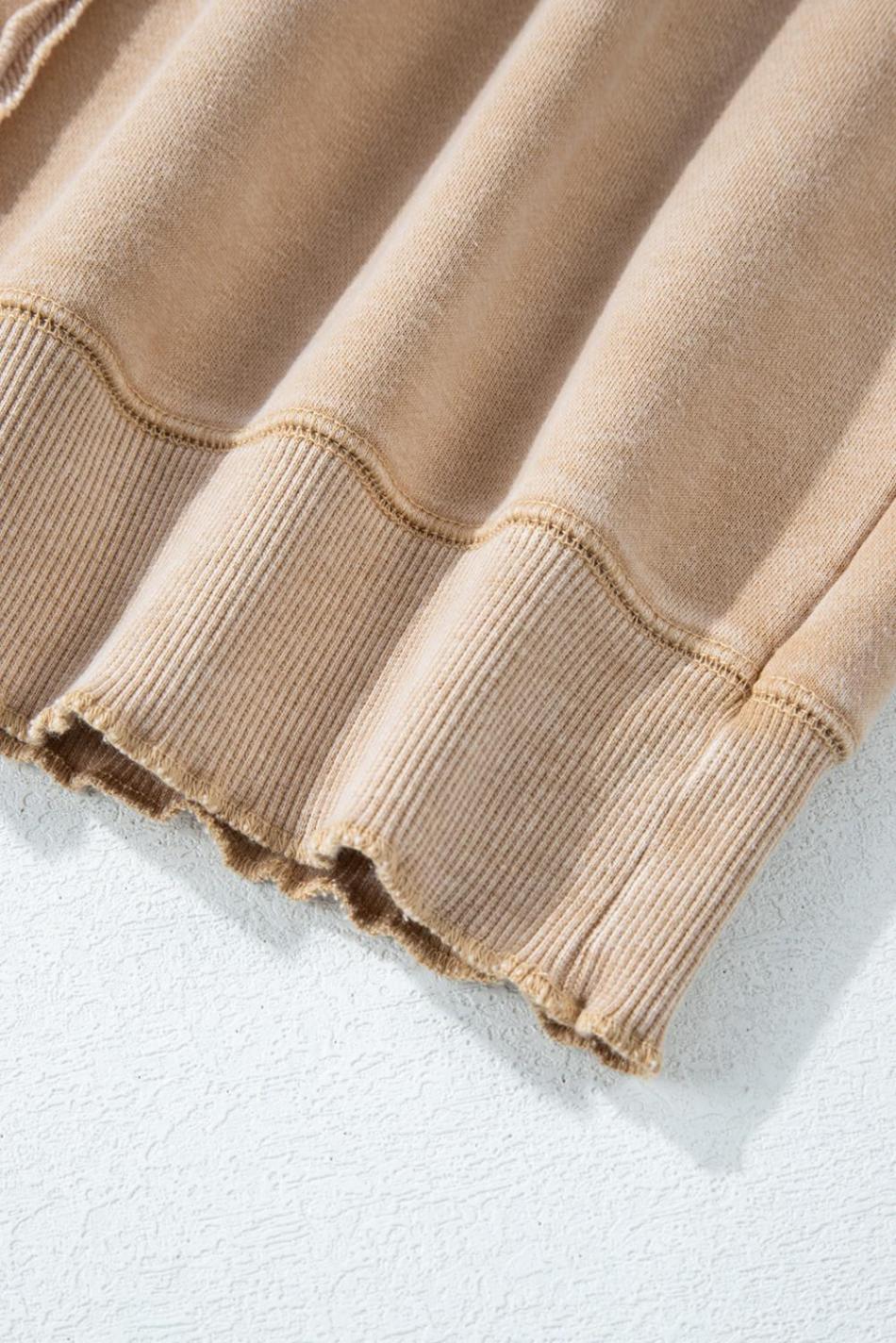 Light French Beige Patchwork Raglan Sleeve Exposed Seam Sweatshirt | Women Sweatshirts & Hoodies