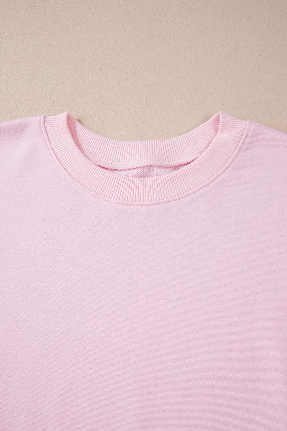 Light Pink Color Block Batwing Sleeve Loose Fit Sweatshirt | Women Sweatshirts & Hoodies