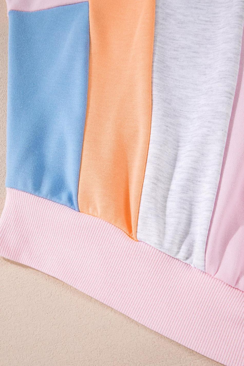 Light Pink Color Block Batwing Sleeve Loose Fit Sweatshirt | Women Sweatshirts & Hoodies