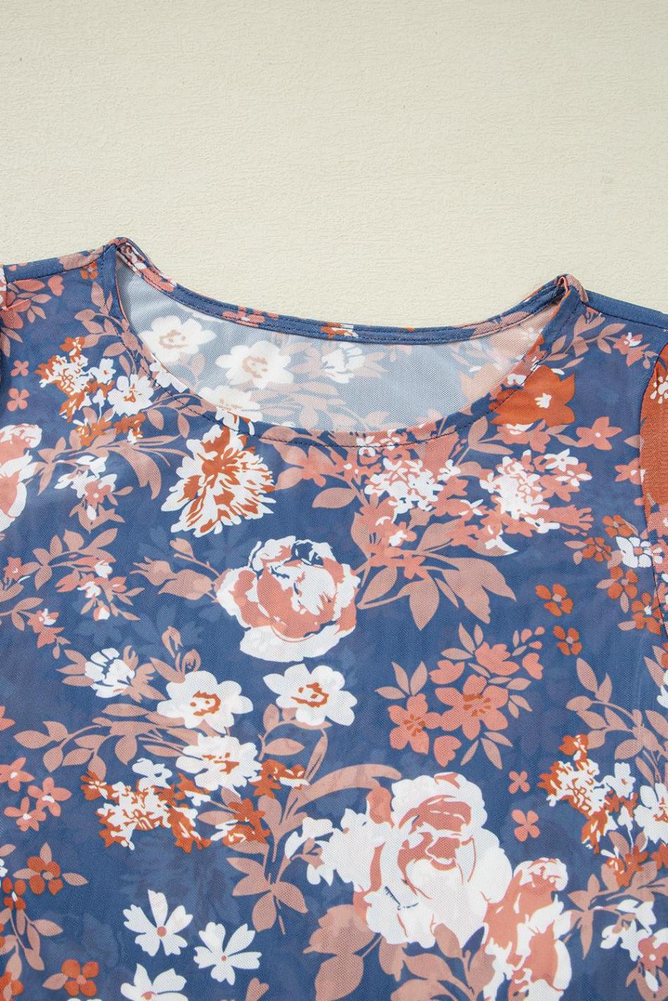 Orchid Petal Allover Floral Print Mesh Long Sleeve Top | Women Long Sleeve Tops