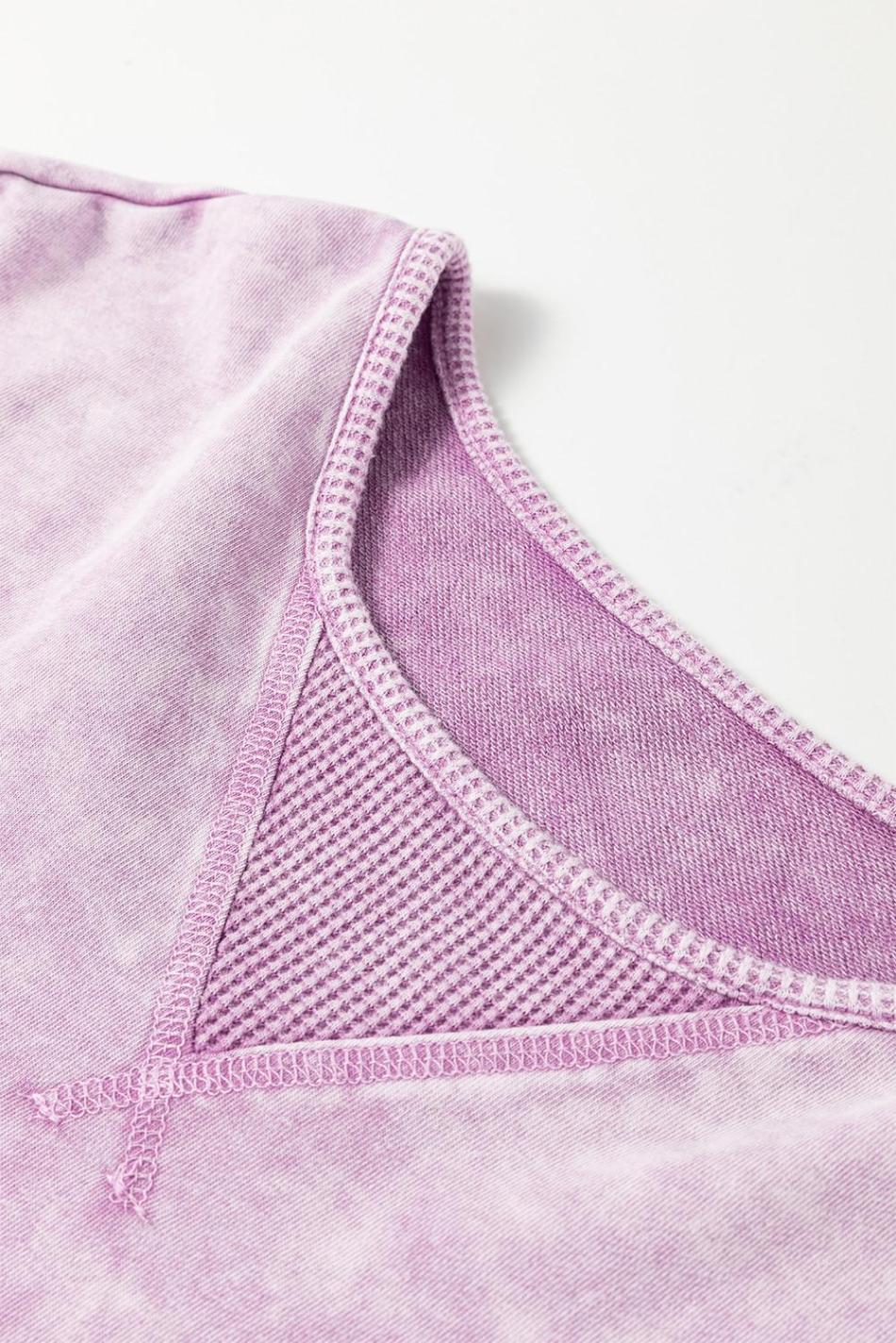 Orchid Petal Mineral Wash Exposed Seam Drop Shoulder Oversized Tee | Women T Shirts