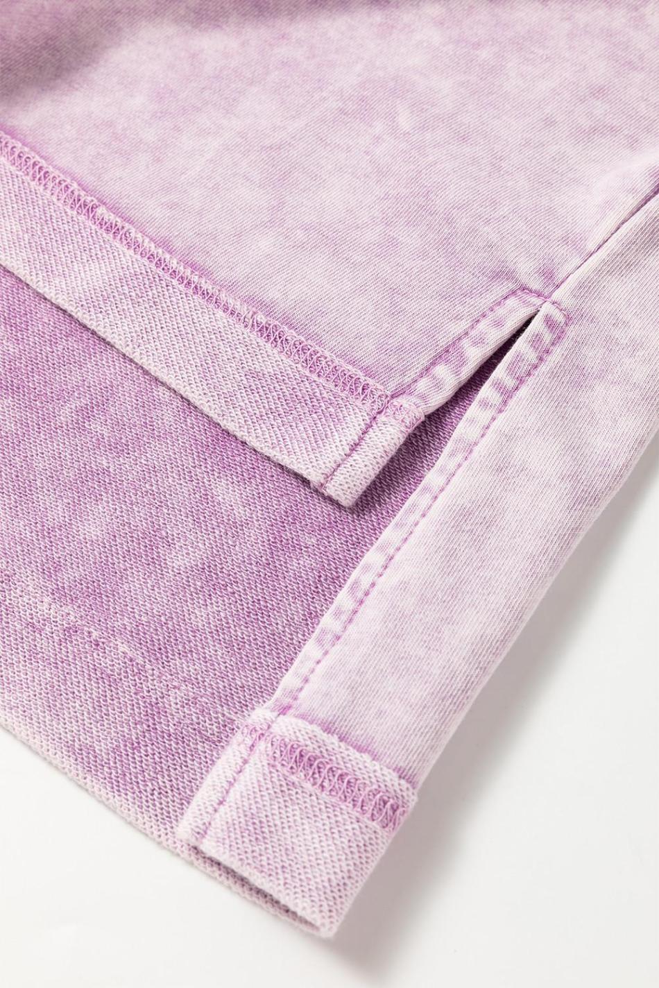 Orchid Petal Mineral Wash Exposed Seam Drop Shoulder Oversized Tee | Women T Shirts