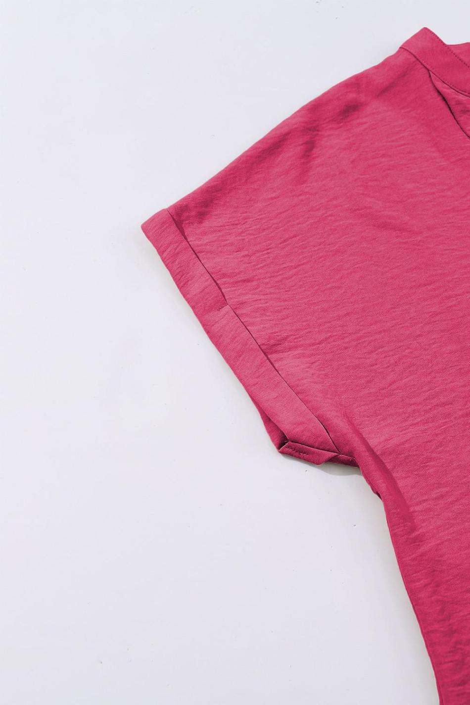 Rose Red Notched Neck Batwing Sleeve Blouse | Women Blouses