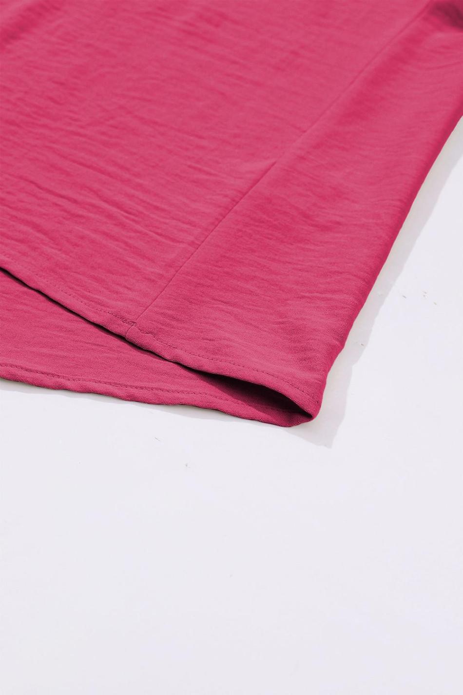 Rose Red Notched Neck Batwing Sleeve Blouse | Women Blouses