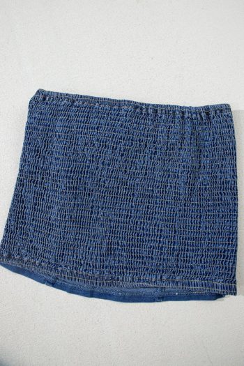 Sail Blue Vintage Bow Front Smocked Back Denim Tube Top | Women Sleeveless Tops