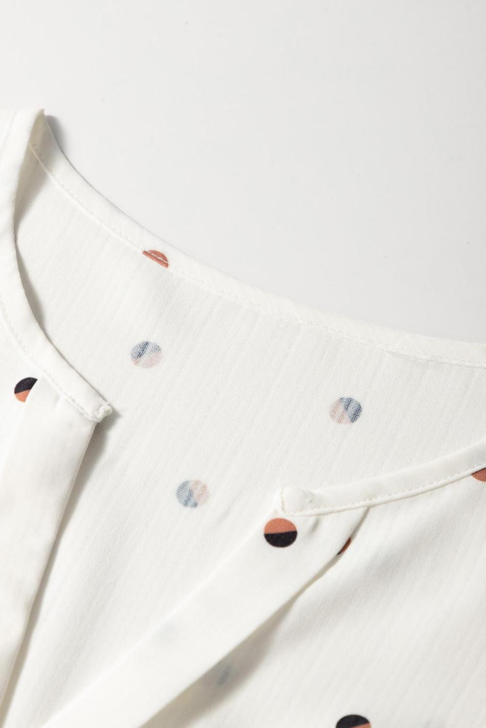 White Polka Dot Print V Neck Sleeveless Shirt | Women Sleeveless Tops