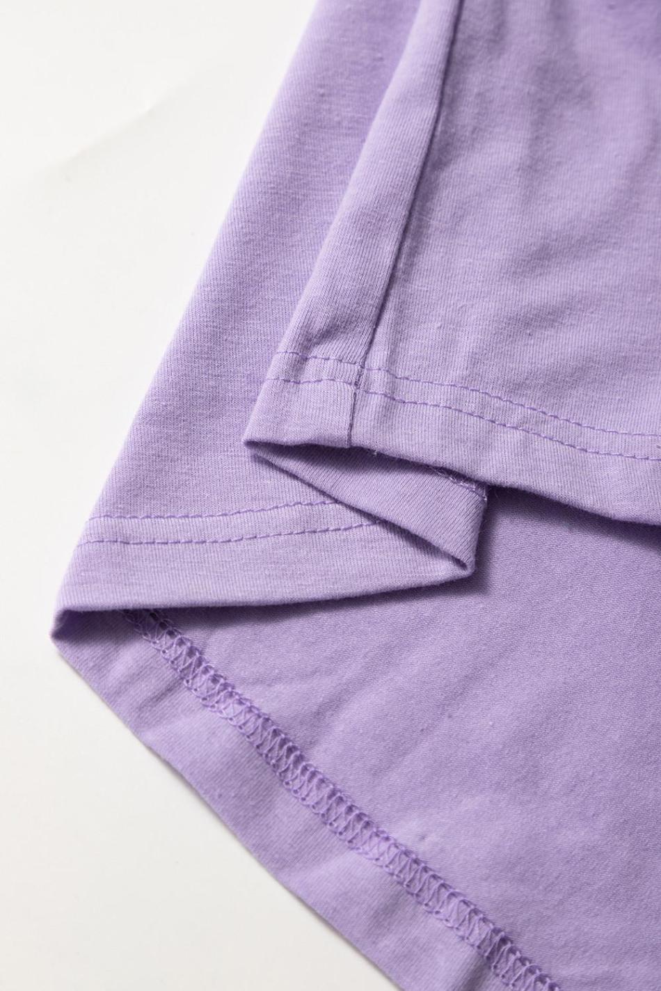 Wisteria Solid Color Basic Crew Neck Plain Tee | Women T Shirts